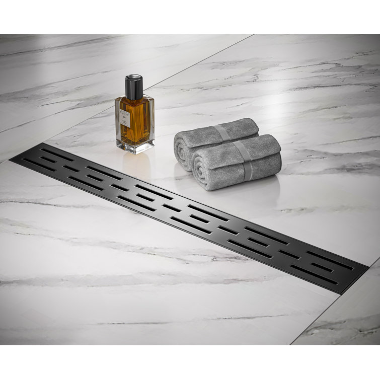 Matt Black Stainless Steel Linear Shower Drain with Adjustable Feet