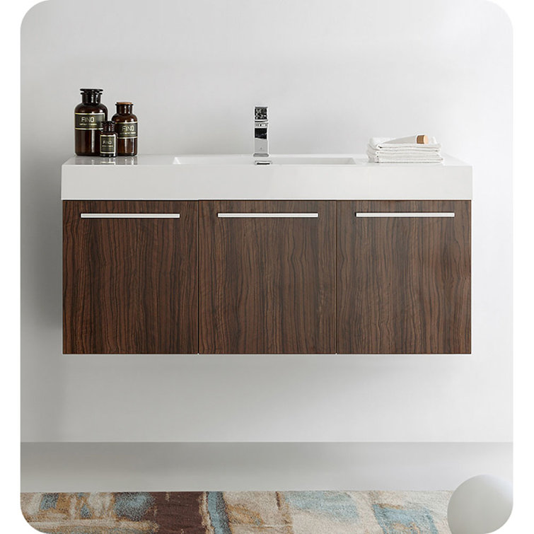 Vista 48" Teak Wall Hung Single Sink Vanity Base