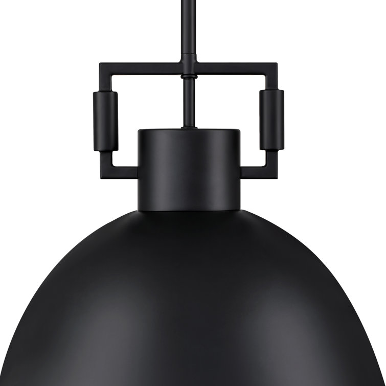 Matte Black Glass Bowl Pendant Light with LED