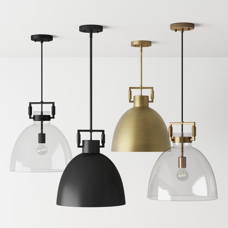 Matte Black Glass Bowl Pendant Light with LED