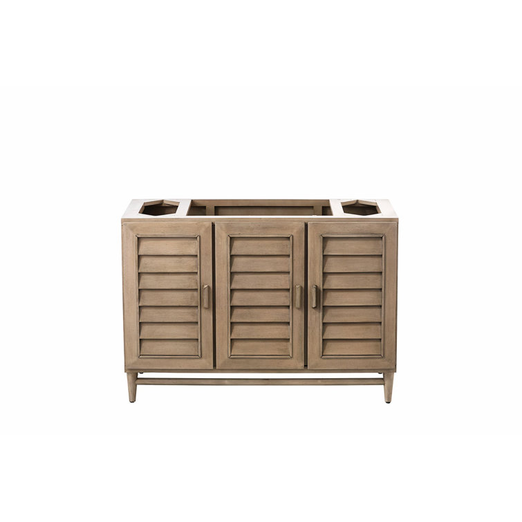 Whitewashed Walnut 48" Solid Wood Single Bathroom Vanity Base