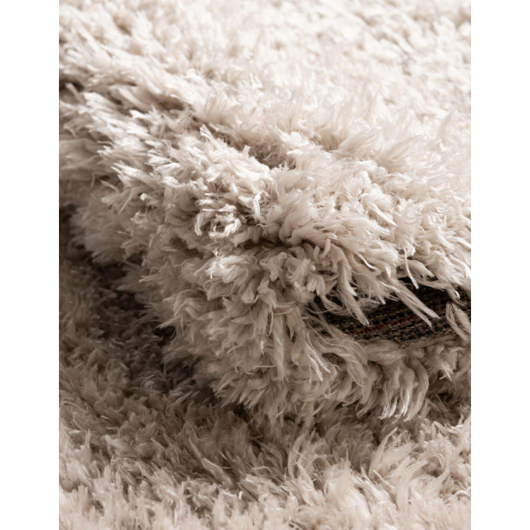 Luxurious Blonde Shag Rectangular Synthetic Area Rug