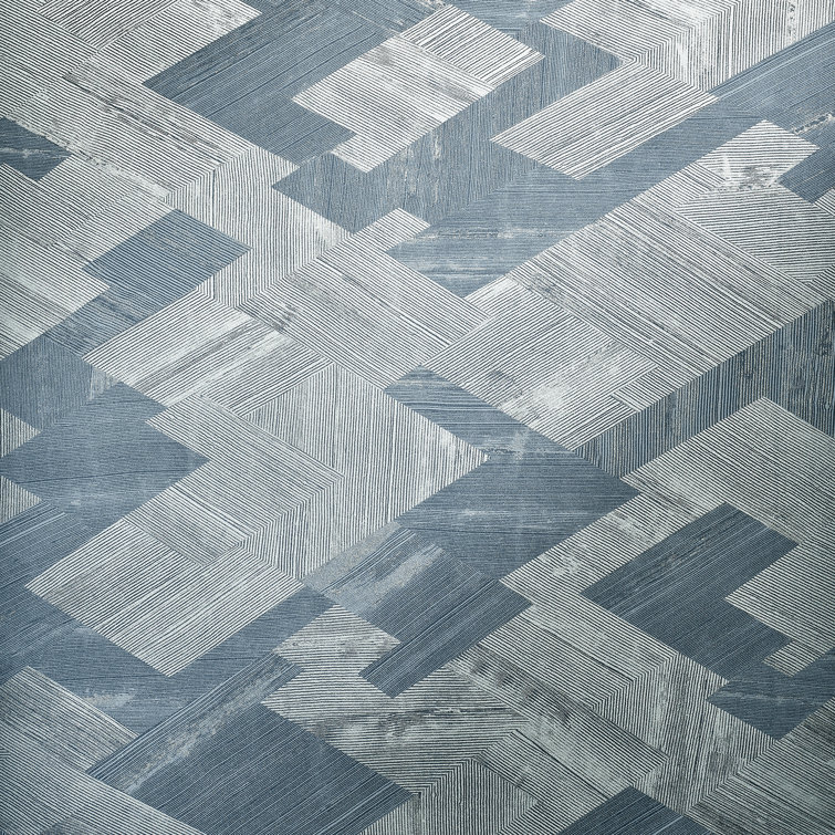 Night Blue Non-Pasted Geometric Wood Wallpaper Roll