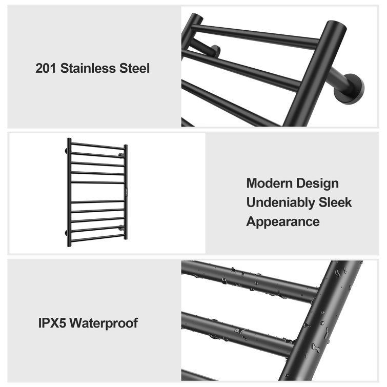 Wall Mount Electric Towel Warmer 10 Bars Heated Towel Rack