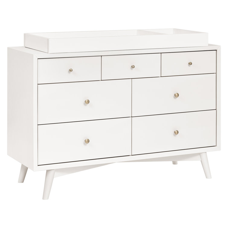 Palma Mid-Century Modern 7-Drawer Dresser with Brushed Metal Hardware