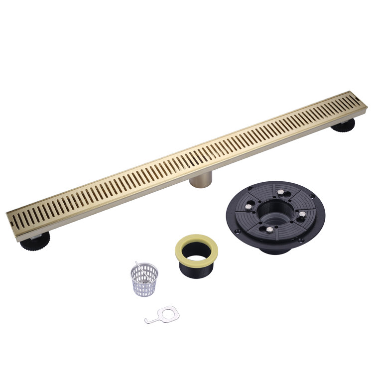 32 Inch Gold Stainless Steel Linear Shower Drain Kit