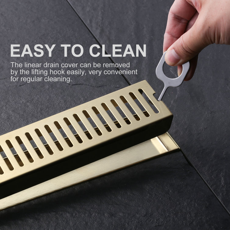 32 Inch Gold Stainless Steel Linear Shower Drain Kit