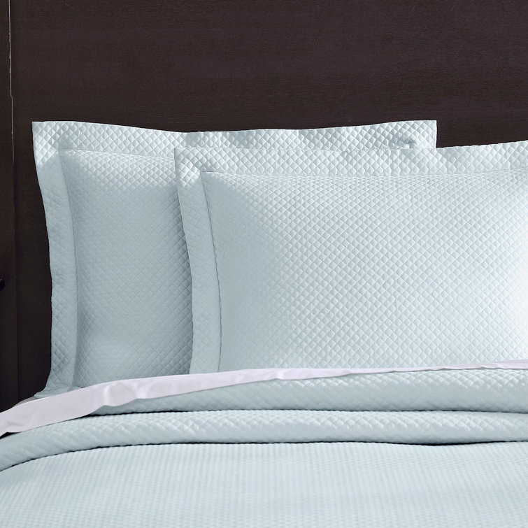 King White Cotton Reversible Diamond Quilted Coverlet Set