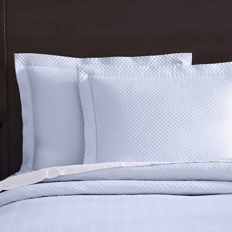 King White Cotton Reversible Diamond Quilted Coverlet Set