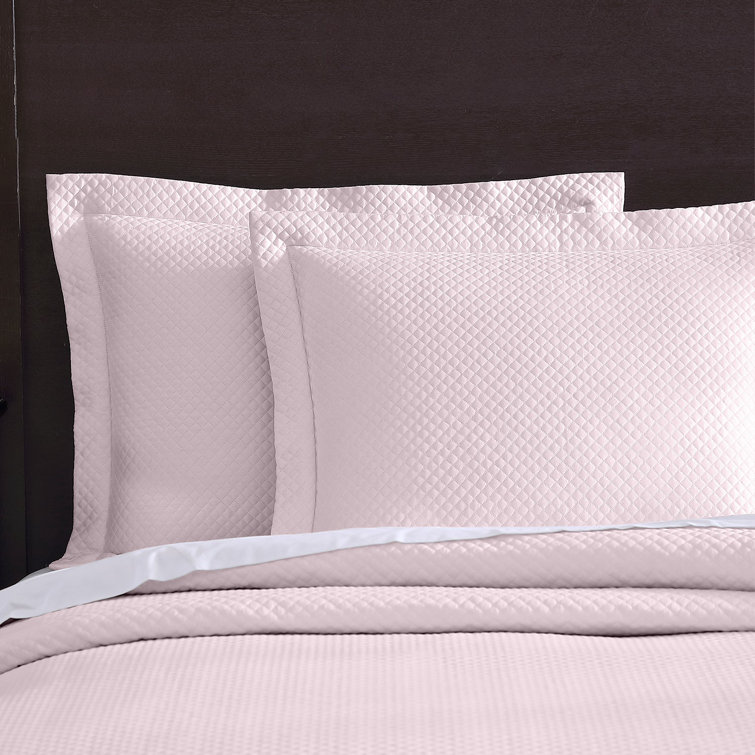 King White Cotton Reversible Diamond Quilted Coverlet Set