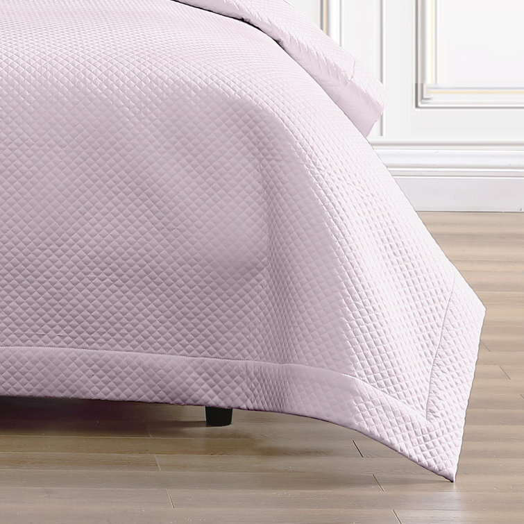 King White Cotton Reversible Diamond Quilted Coverlet Set