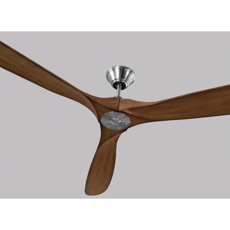 88 Inch Brushed Steel Ceiling Fan with Koa Wood Blades and Remote