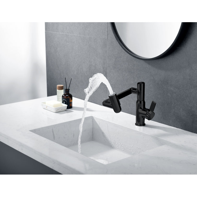 Matte Black Rotatable Bathroom Faucet with Temperature Display