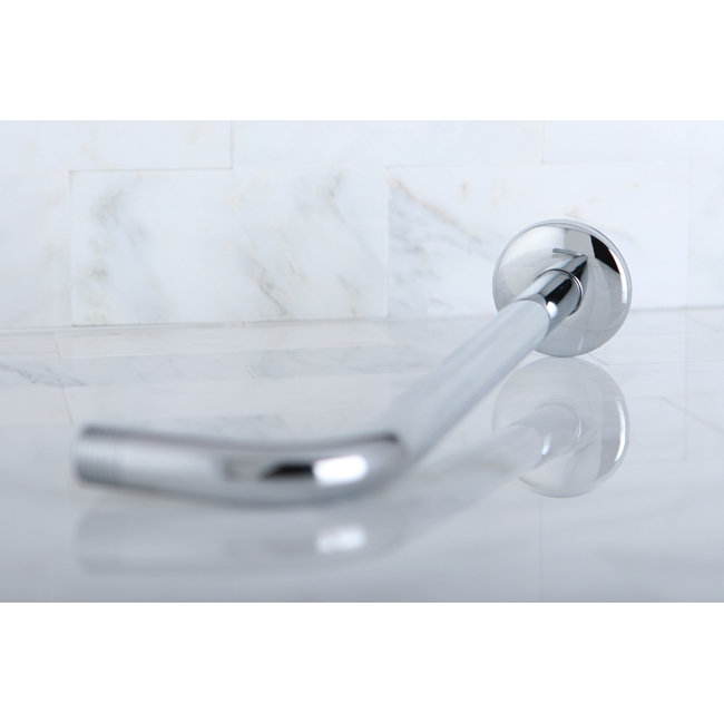 Polished Chrome 13-Inch J-Shaped Shower Arm with Flange