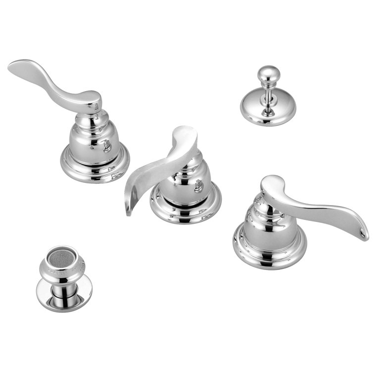 Polished Chrome French 3-Handle Brass Bidet Faucet