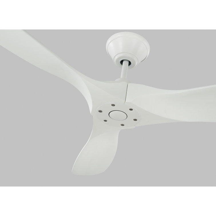 Matte White 52" Solid Wood 3-Blade Ceiling Fan with Remote