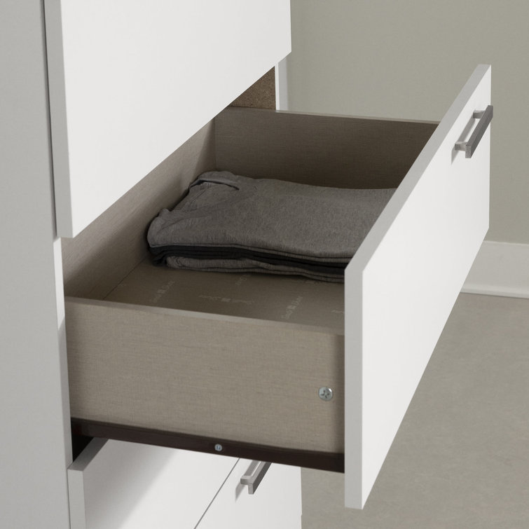 Pure White Vertical 5-Drawer Chest with Metal Handles