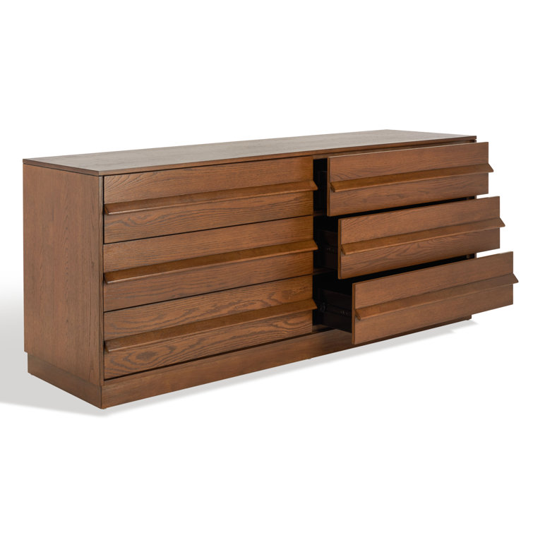 Deirdra Medium Oak 6-Drawer Dresser with Sleek Handles