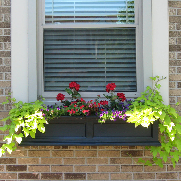 Black Resin 60" Window Box Planter with Water Reservoir