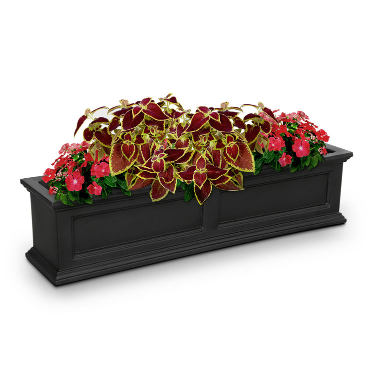 Black Resin 60" Window Box Planter with Water Reservoir