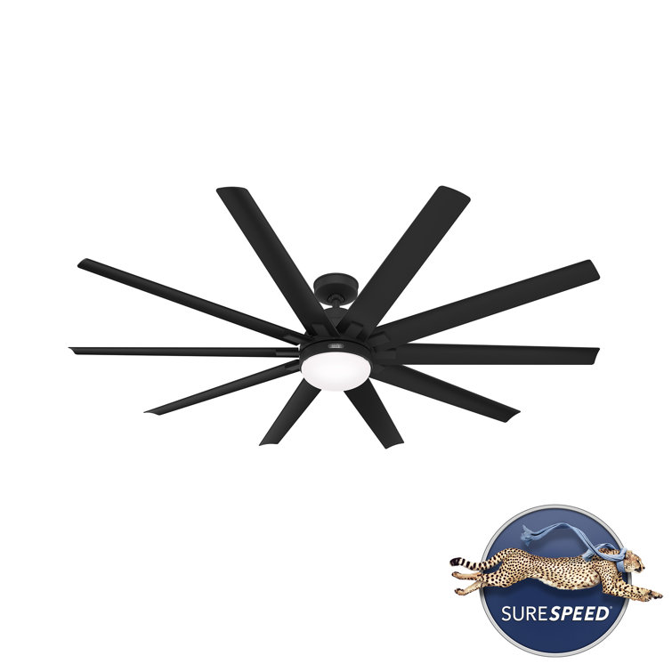Overton Matte Black 72" 10-Blade Ceiling Fan with LED Light