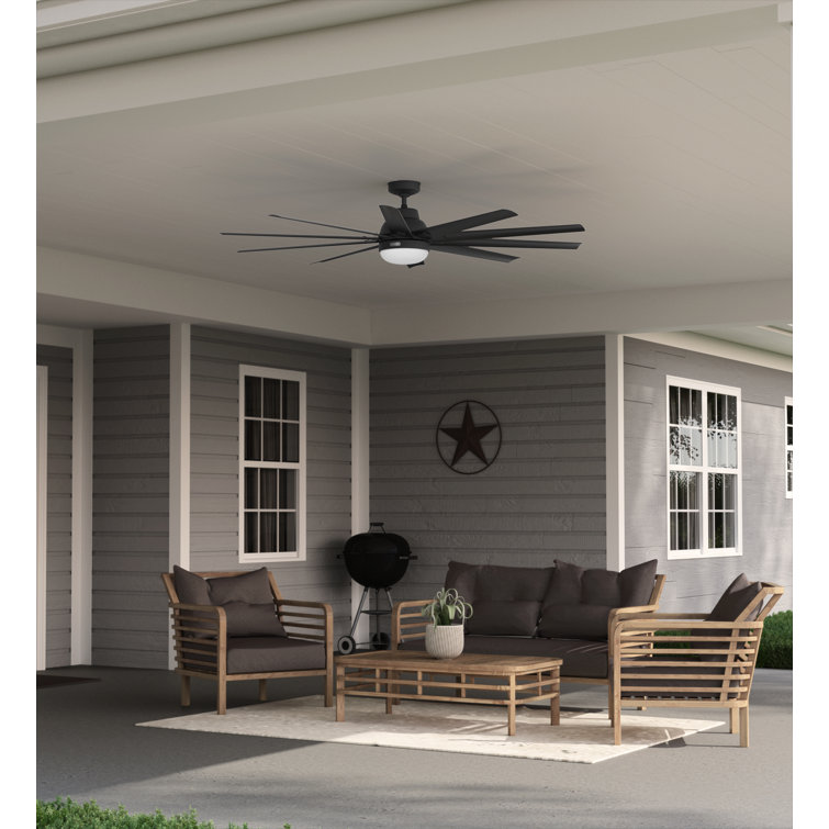 Overton Matte Black 72" 10-Blade Ceiling Fan with LED Light