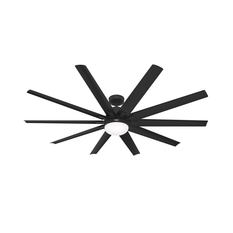 Overton Matte Black 72" 10-Blade Ceiling Fan with LED Light