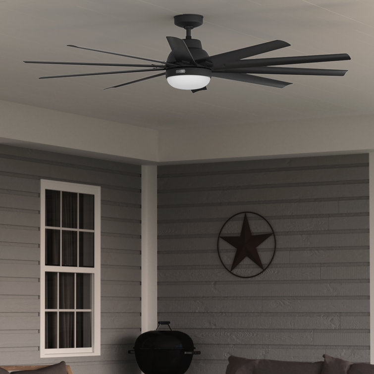 Overton Matte Black 72" 10-Blade Ceiling Fan with LED Light