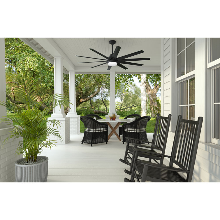 Overton Matte Black 72" 10-Blade Ceiling Fan with LED Light