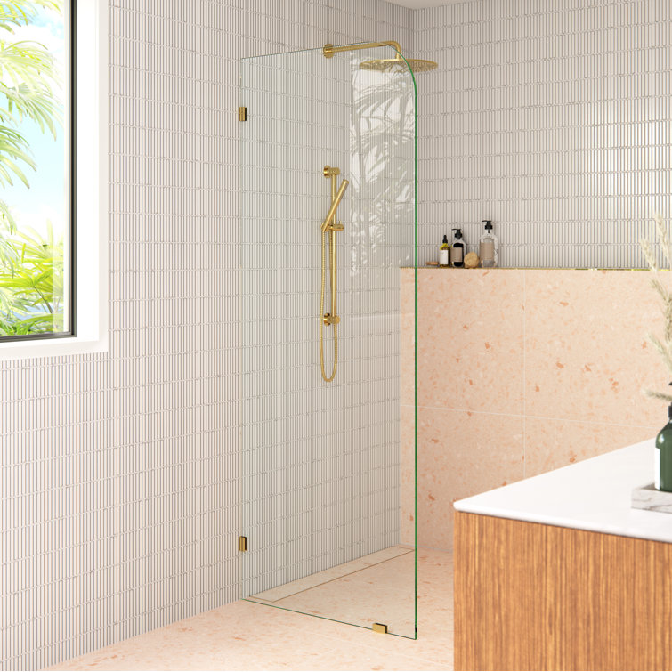 Solaris 40" x 78" Frameless Glass Shower Panel with Brass Hardware