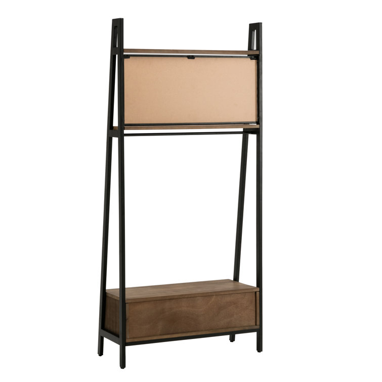 Carlton Mid-Century Natural Fir Hall Tree with Storage