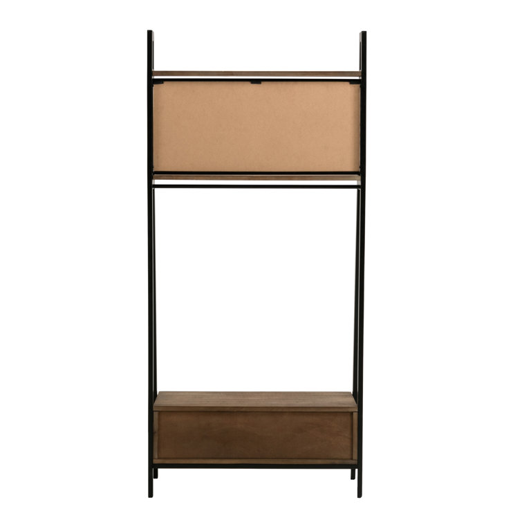 Carlton Mid-Century Natural Fir Hall Tree with Storage