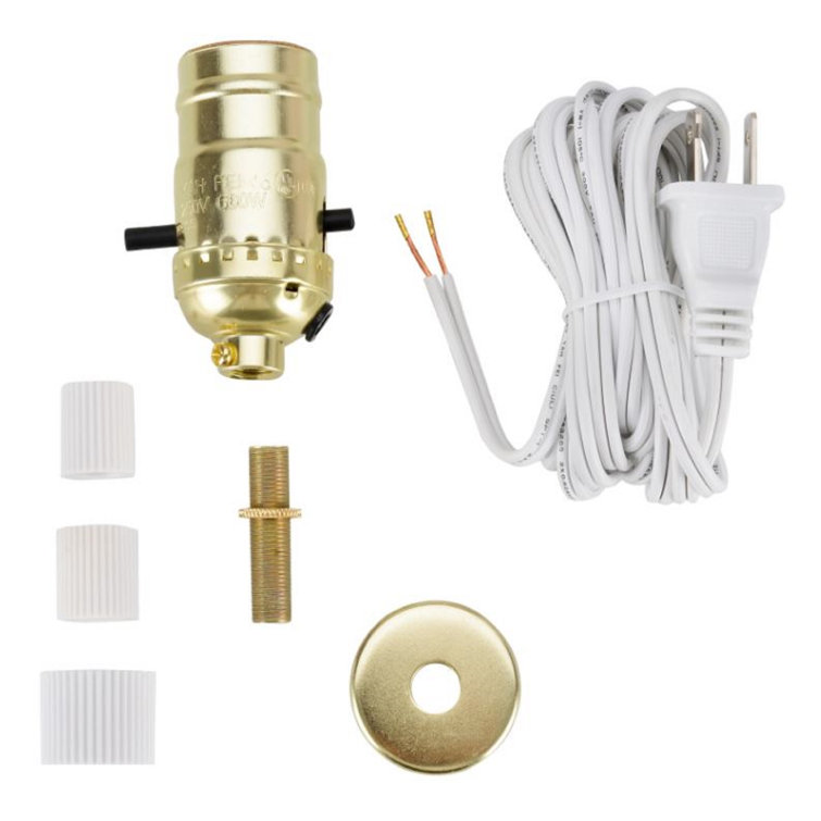 Polished Brass Clip-on Lamp Kit with White Cord