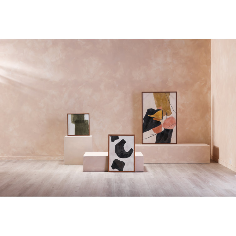 Mid-Century Modern Abstract Canvas with Pine Frame