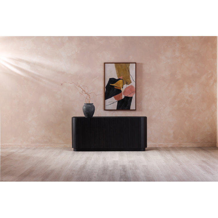 Mid-Century Modern Abstract Canvas with Pine Frame