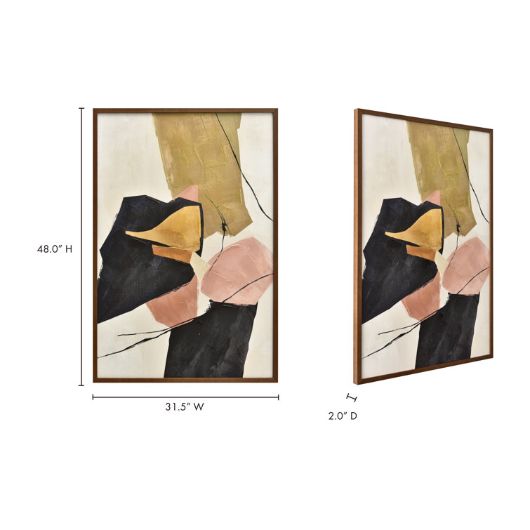 Mid-Century Modern Abstract Canvas with Pine Frame