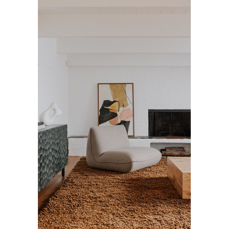 Mid-Century Modern Abstract Canvas with Pine Frame