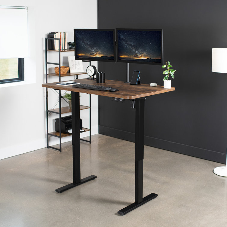 Elevate 43" Dark Walnut Electric Adjustable Desk with Black Frame
