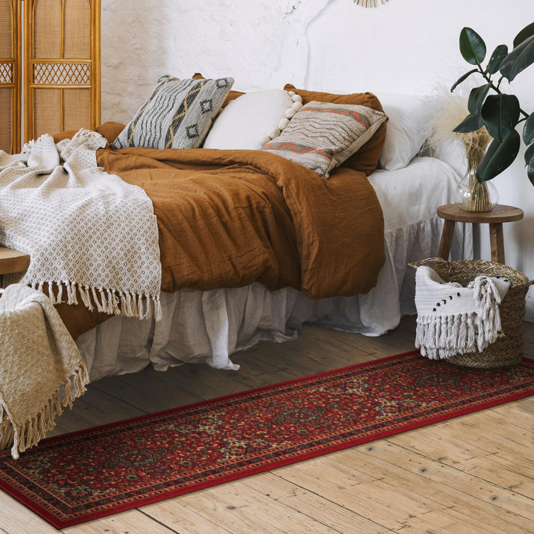 Red Oriental Design Washable Non-Slip Runner Rug