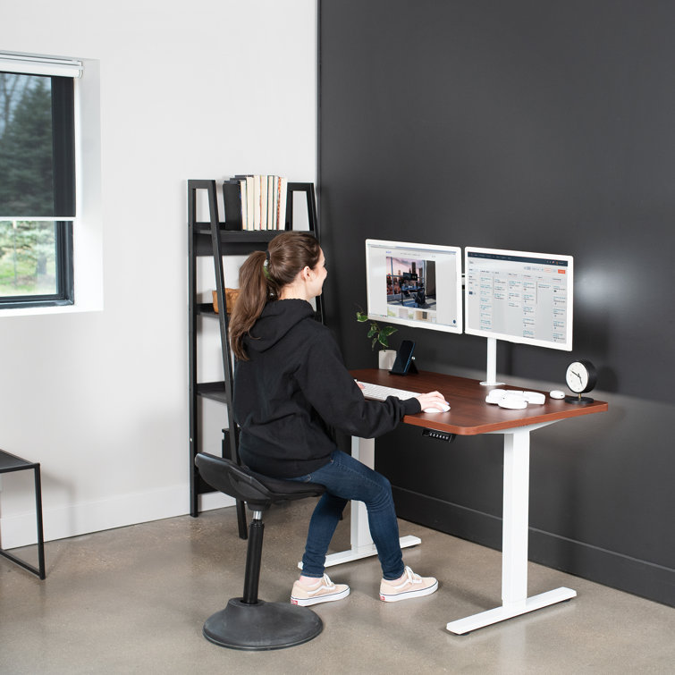Dark Walnut and White Adjustable Height Standing Desk