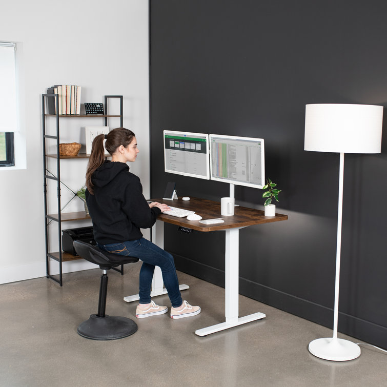 Elevate 43" Dark Walnut Electric Adjustable Desk with Black Frame