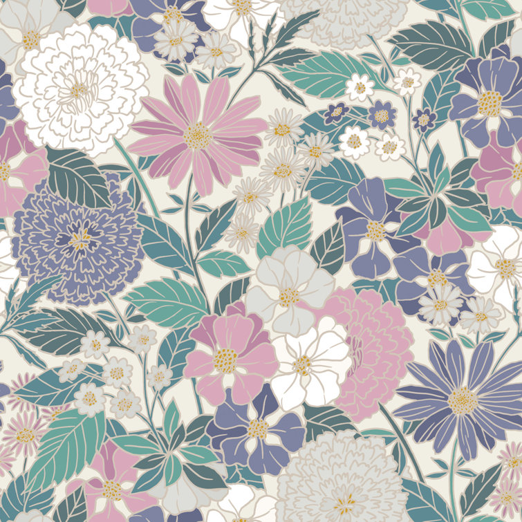 Pink and Beige Bohemian Floral Peel and Stick Wallpaper Roll
