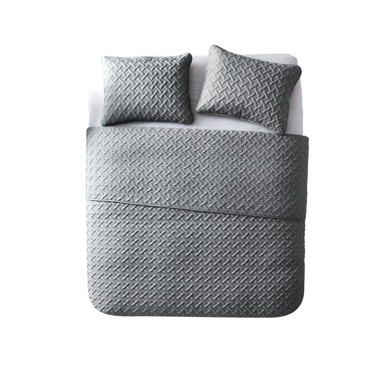 Gray Twin Reversible Microfiber Kids Quilt Set