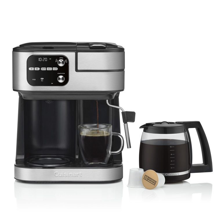 Silver Stainless Steel 12-Cup Coffee Machine with Steam Wand