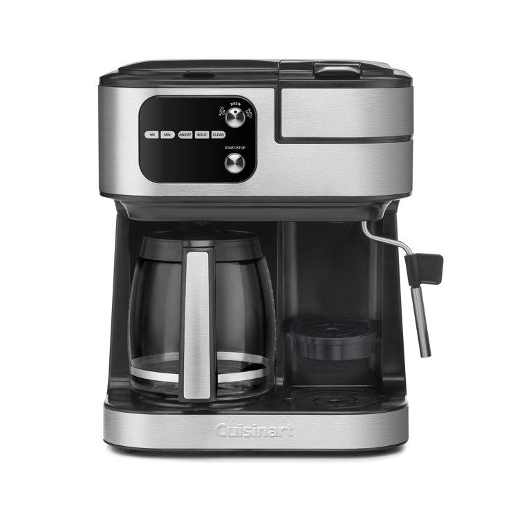 Silver Stainless Steel 12-Cup Coffee Machine with Steam Wand