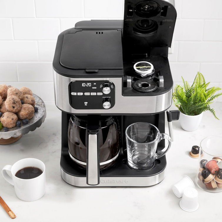 Silver Stainless Steel 12-Cup Coffee Machine with Steam Wand