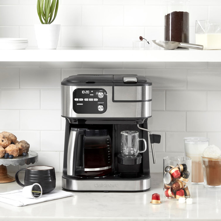Silver Stainless Steel 12-Cup Coffee Machine with Steam Wand