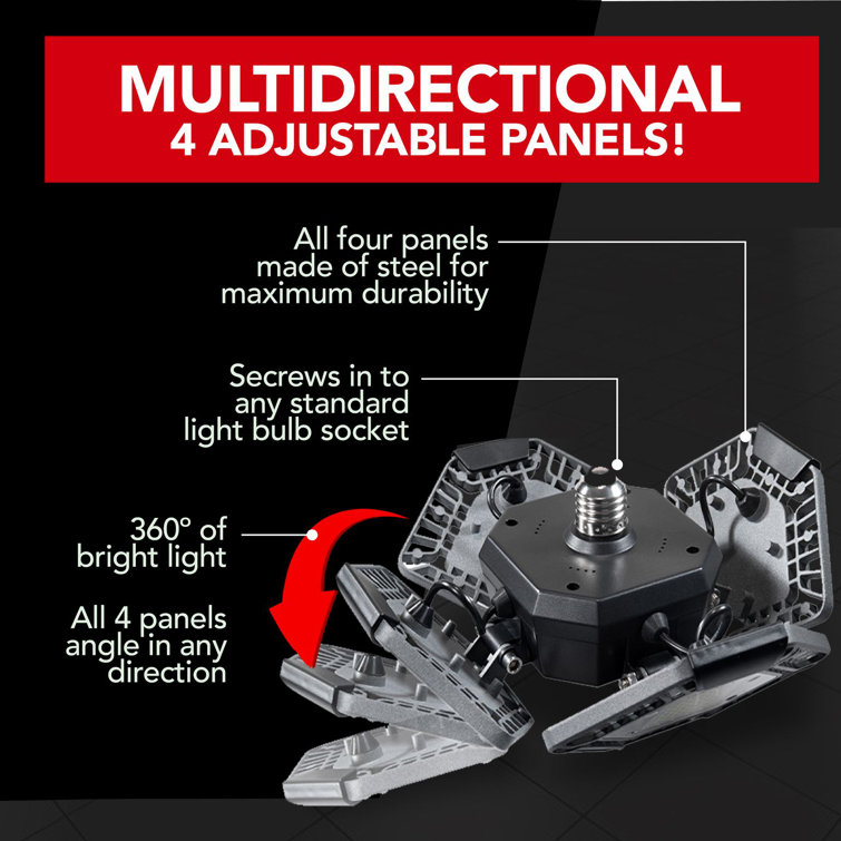 QuadBurst 5500 Lumens White LED Ceiling Light with Adjustable Panels