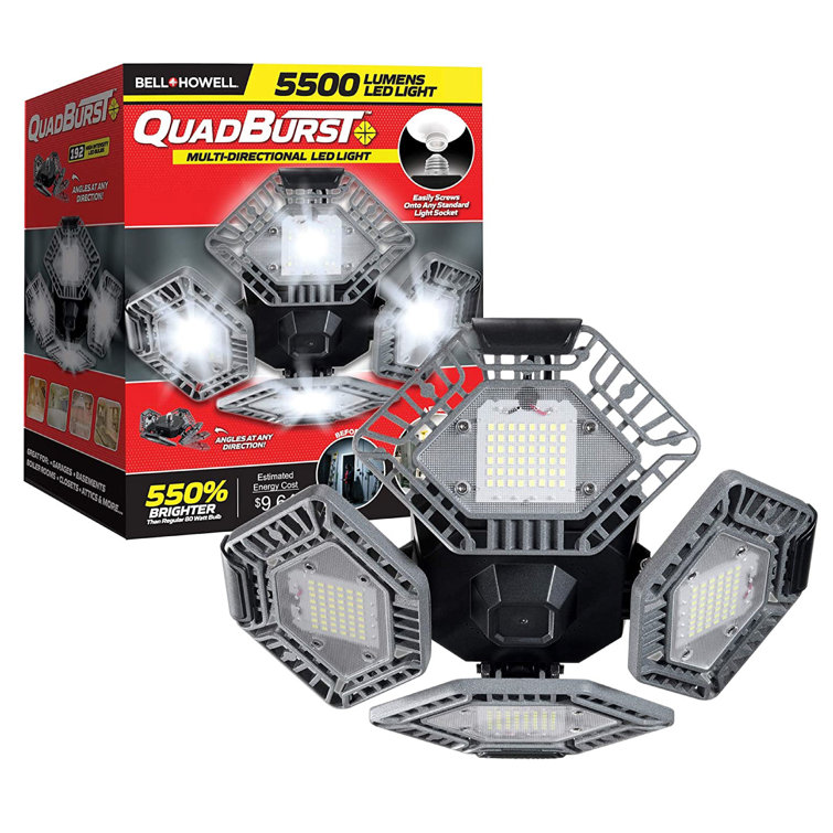 QuadBurst 5500 Lumens White LED Ceiling Light with Adjustable Panels