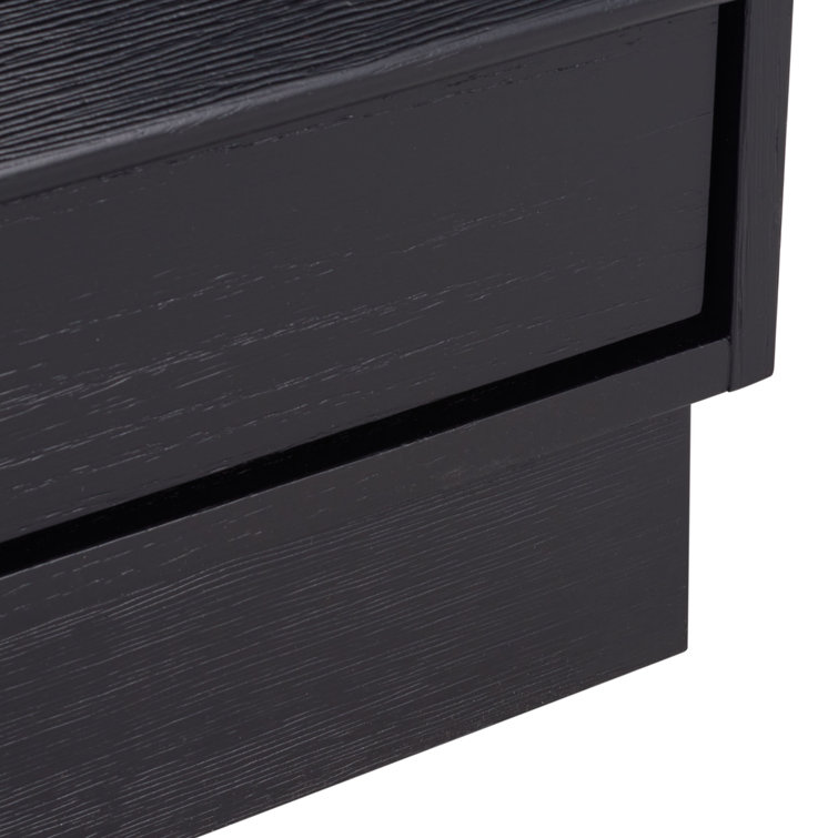 Deirdra Sleek Black Oak Veneer 6-Drawer Dresser with Seamless Handles